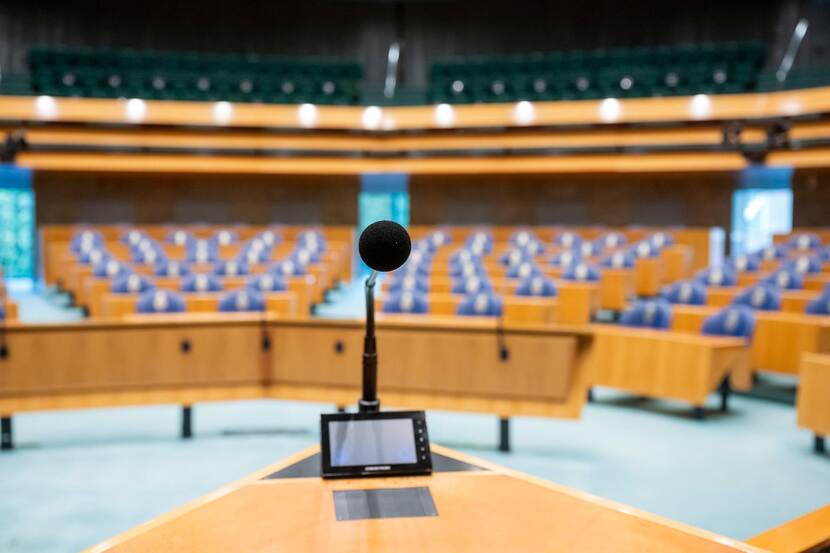 Foto van microfoon in de Tweede Kamer